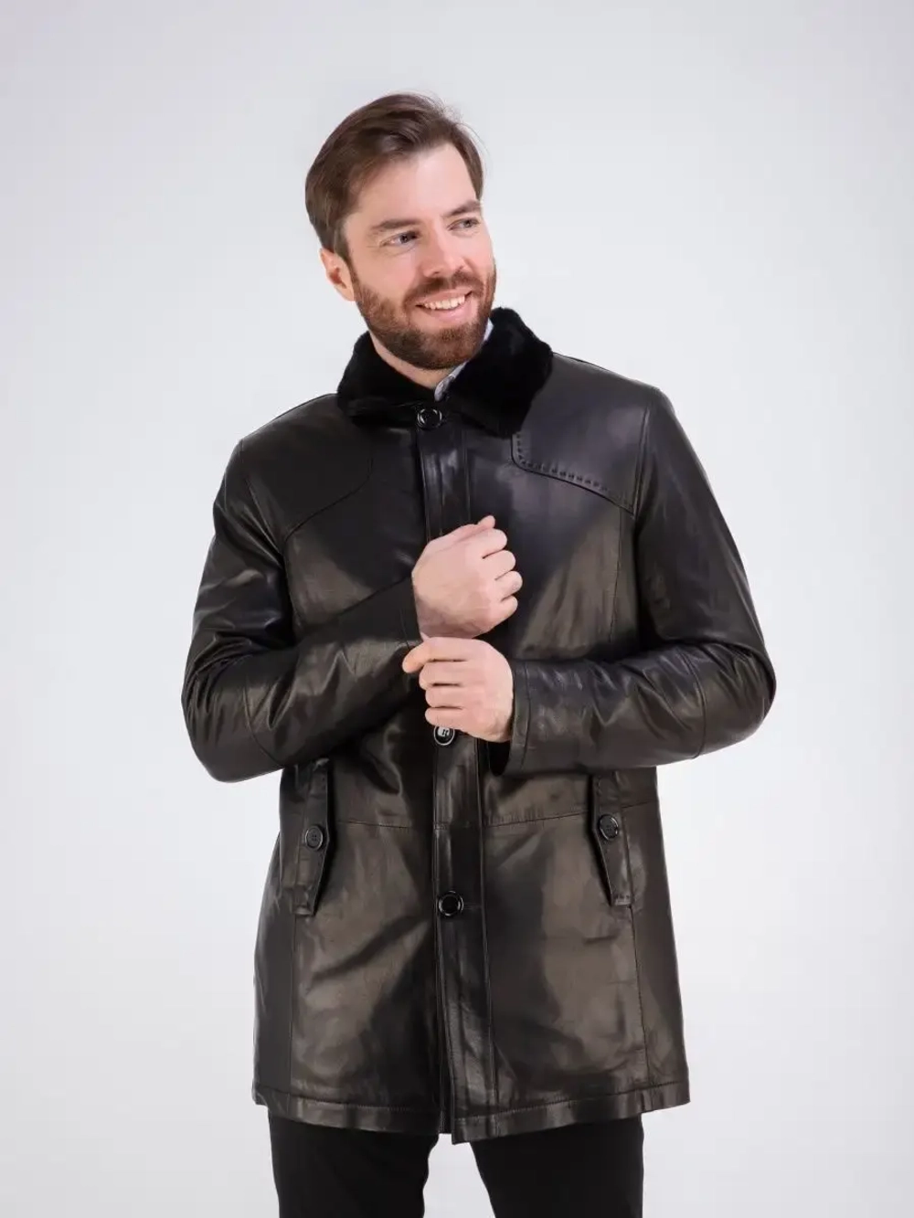 Дубленка мужская натуральная с мехом куртка зимняя Турция