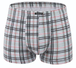 Облегающие мужские трусы-боксеры с принтом в клетку (Размер: L) (Цвет: белый с зеленым)