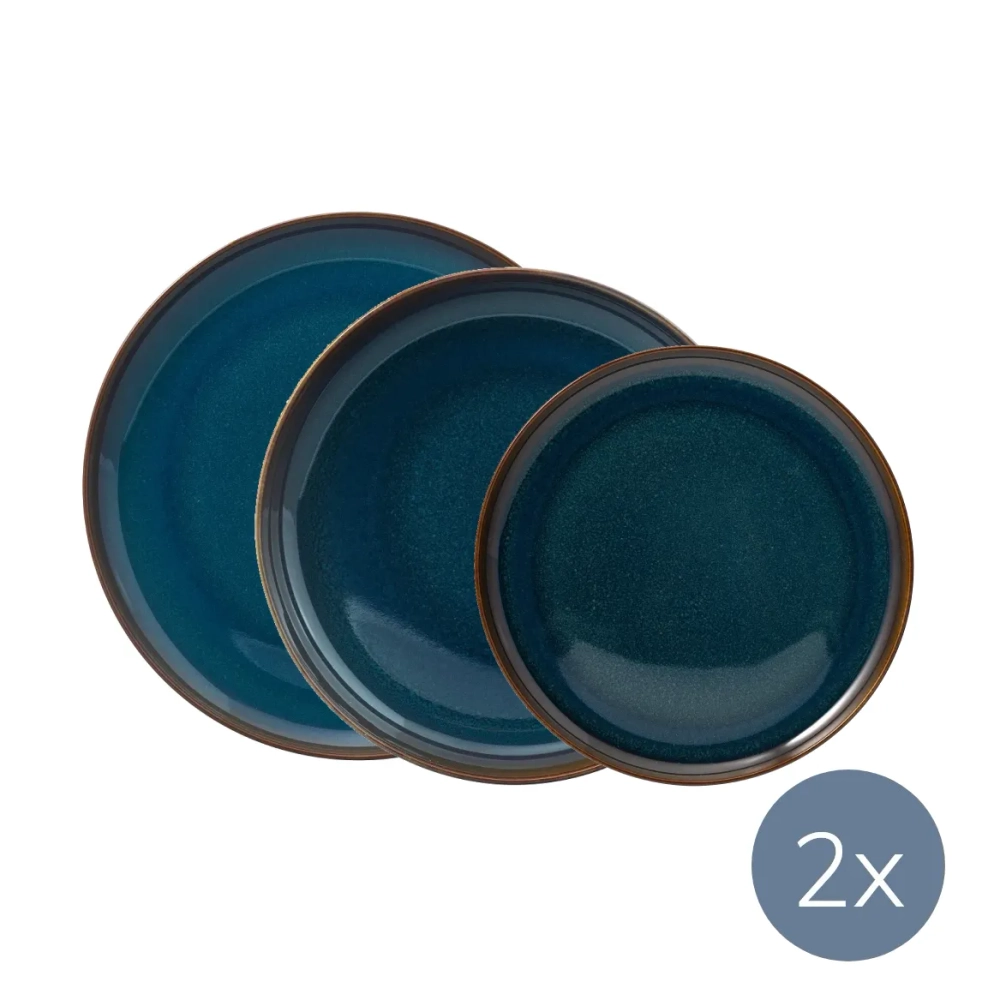 Like. by Villeroy&Boch Набор джинсовых тарелок ручной работы для 2 человек 19-5168-2610 + 19-5168-2700 + 19-5168-2640