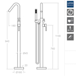 Напольный смеситель для ванны с душевым комплектом DRAKO 338503MO