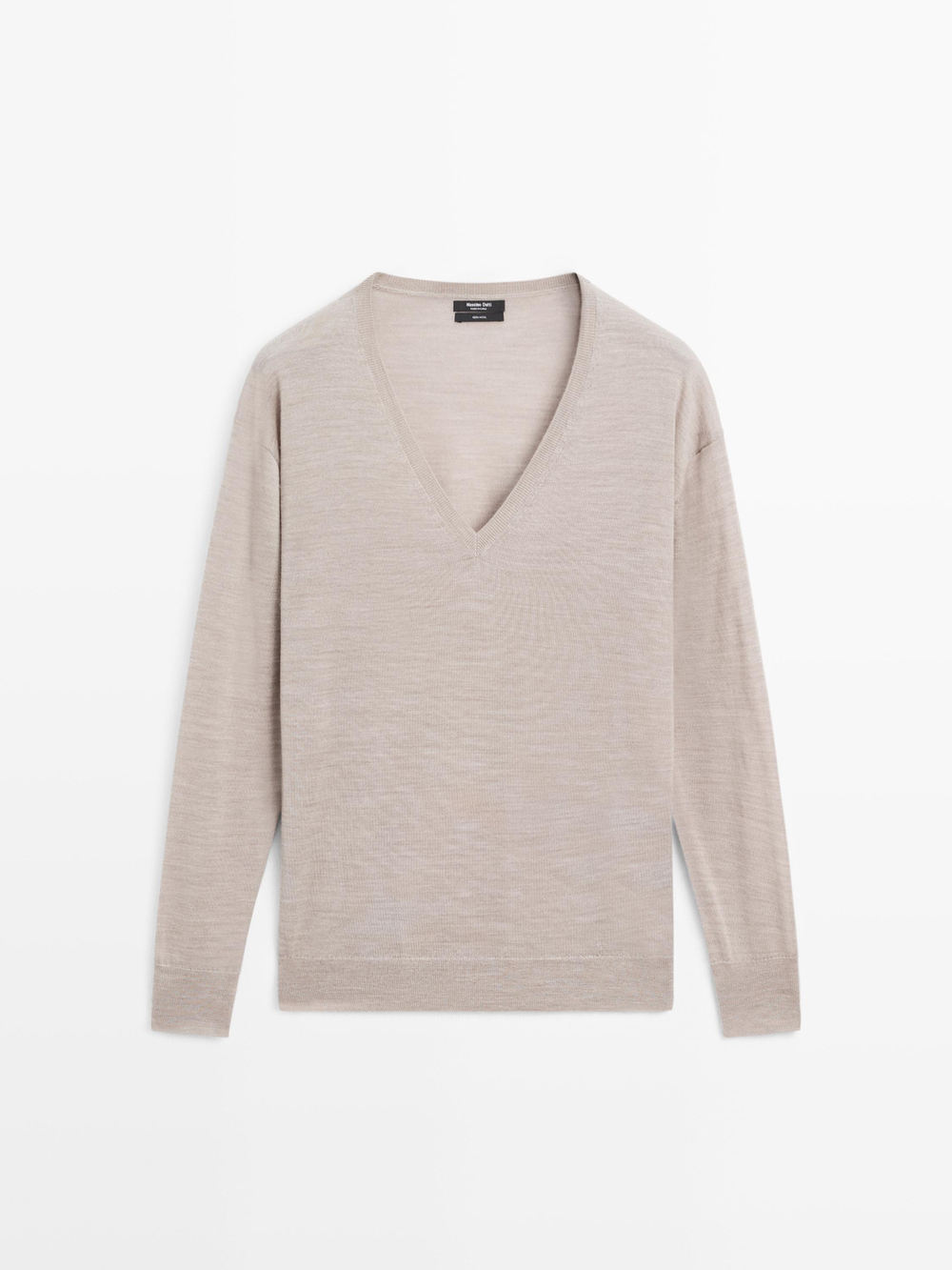 Massimo Dutti Свитер оверсайз с V-образным вырезом, норка