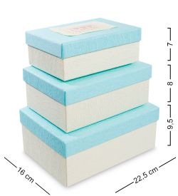 WF-06-B Набор коробок из 3шт «Прямоугольник» цв.молочн./голуб.