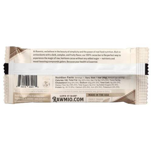 Rawmio, Essential Bar, органический необработанный шоколад, 100% какао, несладкий, 30 г (1,1 унции)