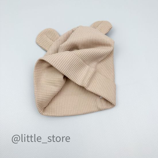 Шапочка двухслойная из вафельного полотна, Бежевая