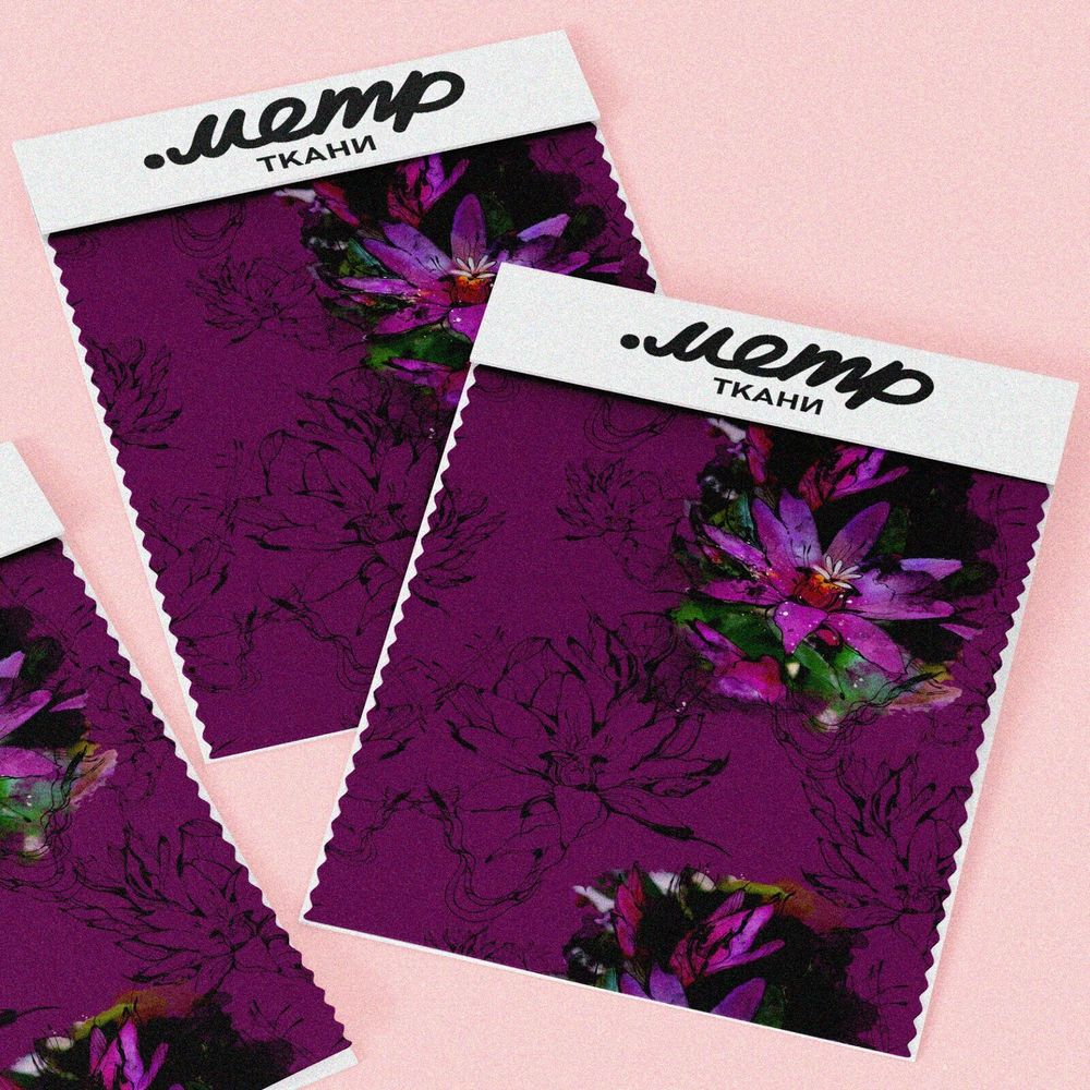 Ткань шелк Армани цветок с тенью на фиолетовом