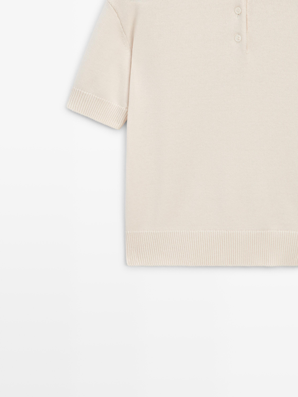 Massimo Dutti Свитер из смесовой шерсти с воротником поло, белый