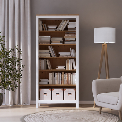 Стеллаж Хемнэс/Кымор, 90х198х37см, белый/светло-коричневый