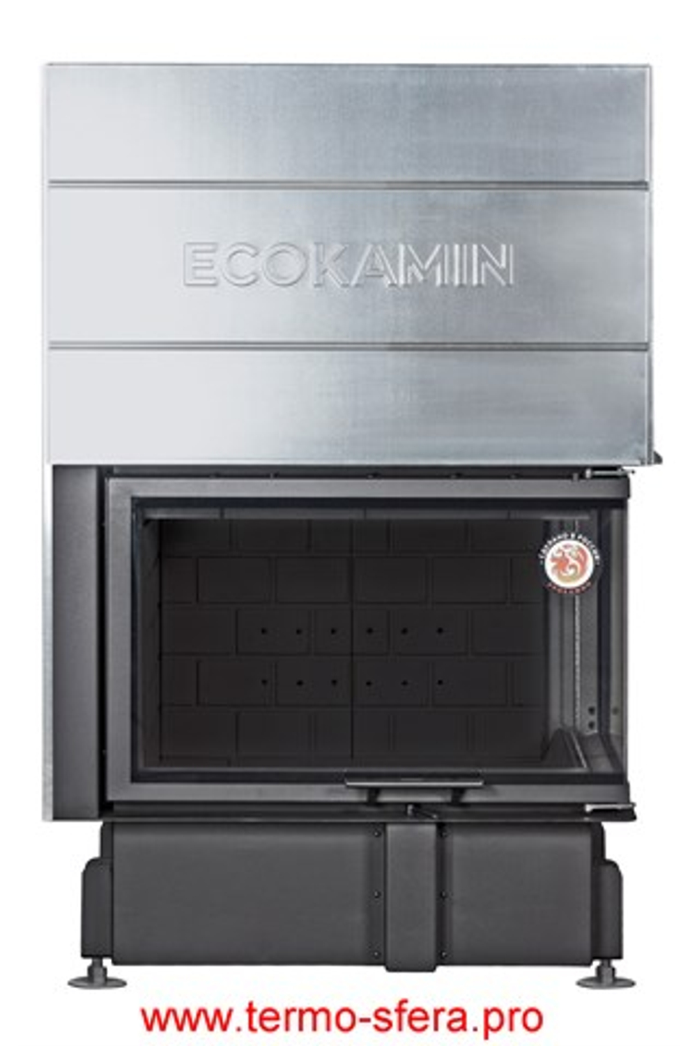 Каминная топка Экокамин ДЕЛЬТА 800 RB два стекла правая принтинг черный шамот