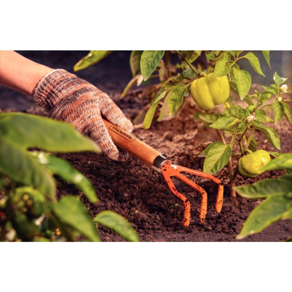 Рыхлитель Tramontina 77909001 садовый огородный культиватор с 3-мя зубьями с деревянной ручкой | Tramontina