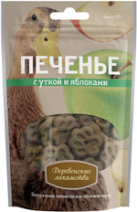 Деревенские Лакомства для собак печенье с уткой и яблоками 100 гр.