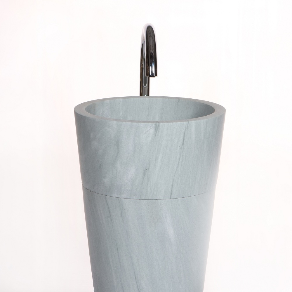 Раковина напольная из Андезита Pedestal Blue With Tab Hole Marmo MN-03216 (40*40*90 см)