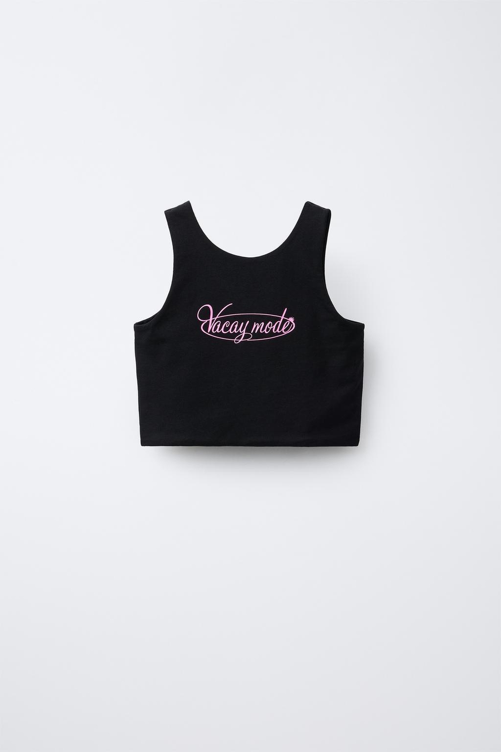 ZARA УКОРОЧЕННЫЙ ТОП С НАДПИСЬЮ, ЧЕРНЫЙ