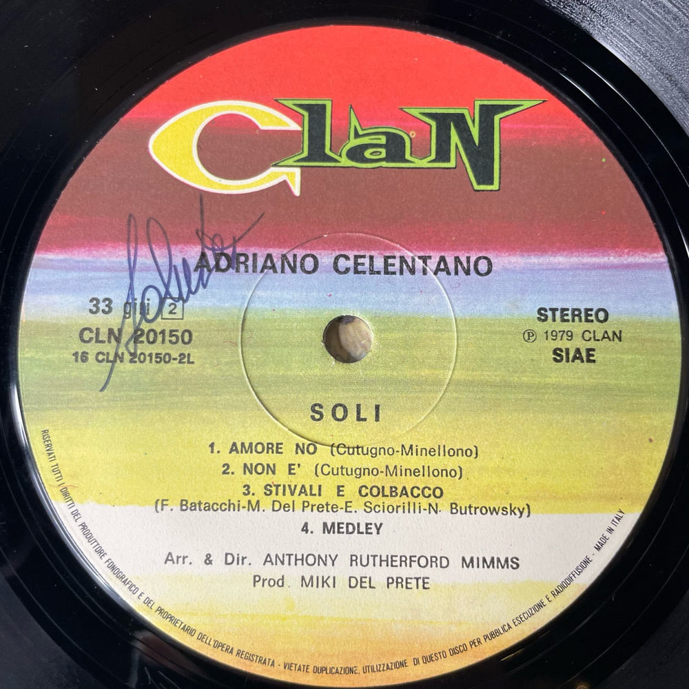 Винтажная виниловая пластинка LP Adriano Celentano Адриано Челентано Soli Соли (Италия 1979) Pay, Pay, Pay