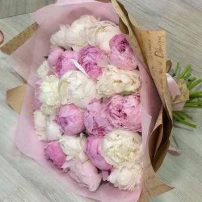 Букет из 19 пионов