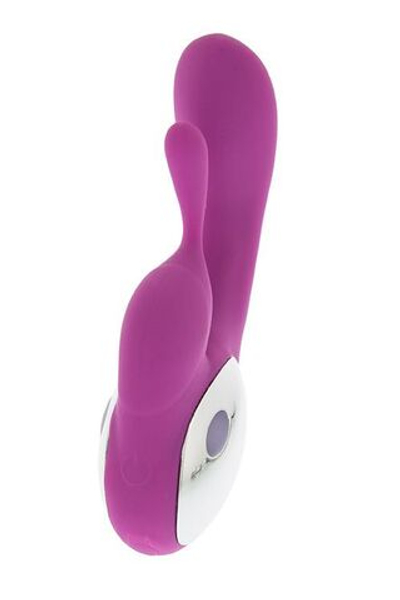 Фиолетовый вибратор с клиторальным отростком NAGHI NO.4 - 13,5 см. (Цвет: фиолетовый)