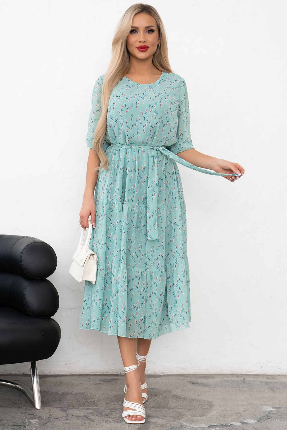 Платье Хелен (мята/принт) Р11-1075/26 Nikol
