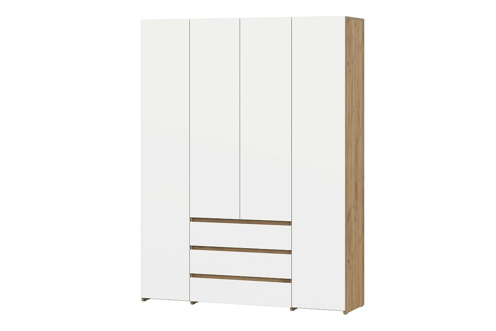 Некст 1 Шкаф комбинированный четырехстворчатый Дуб Золотой/Белый