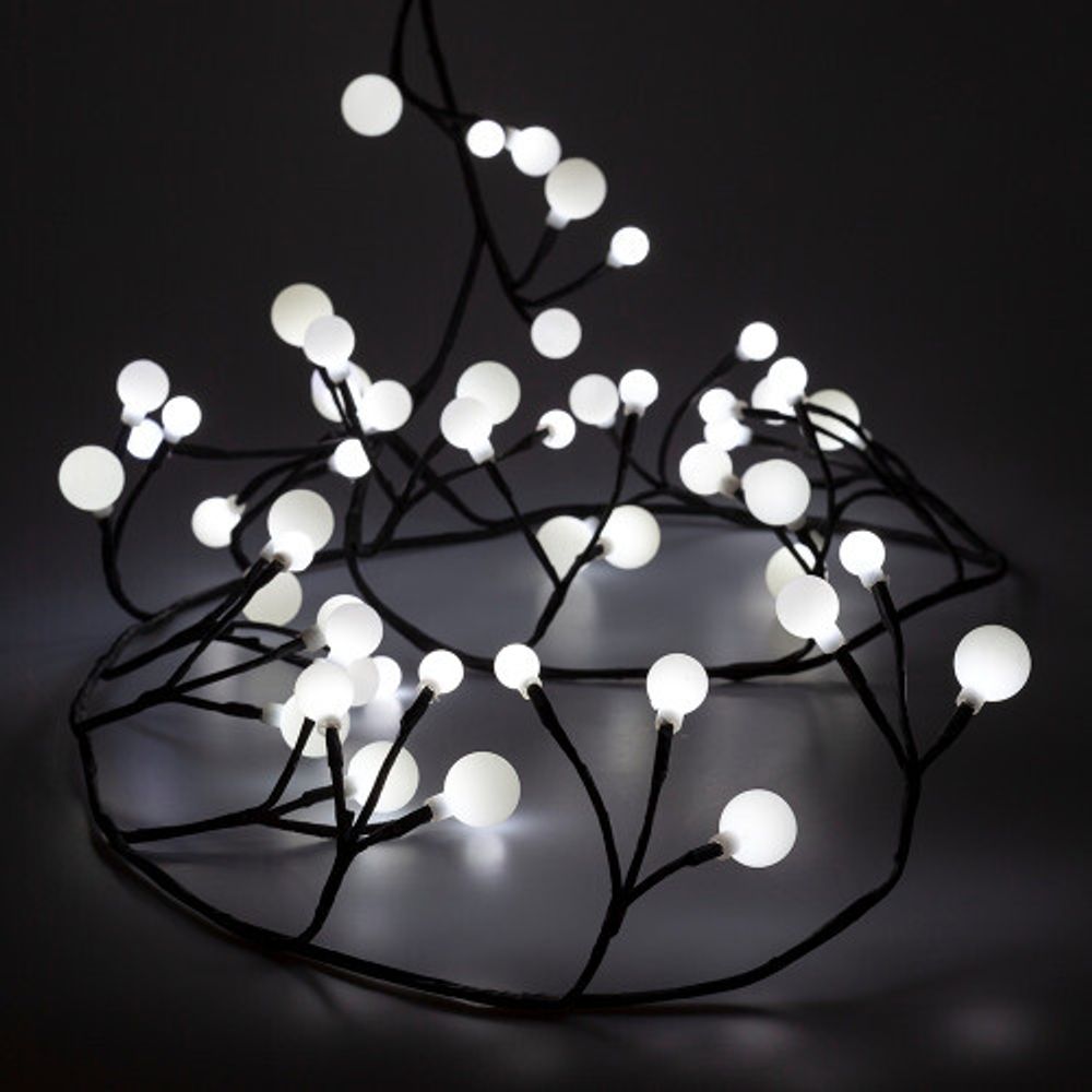 Светодиодная новогодняя гирлянда ЭРА ЕNIG - 24 Жемчужная ветвь, нить, 2,4 м, холодный свет, 72 LED