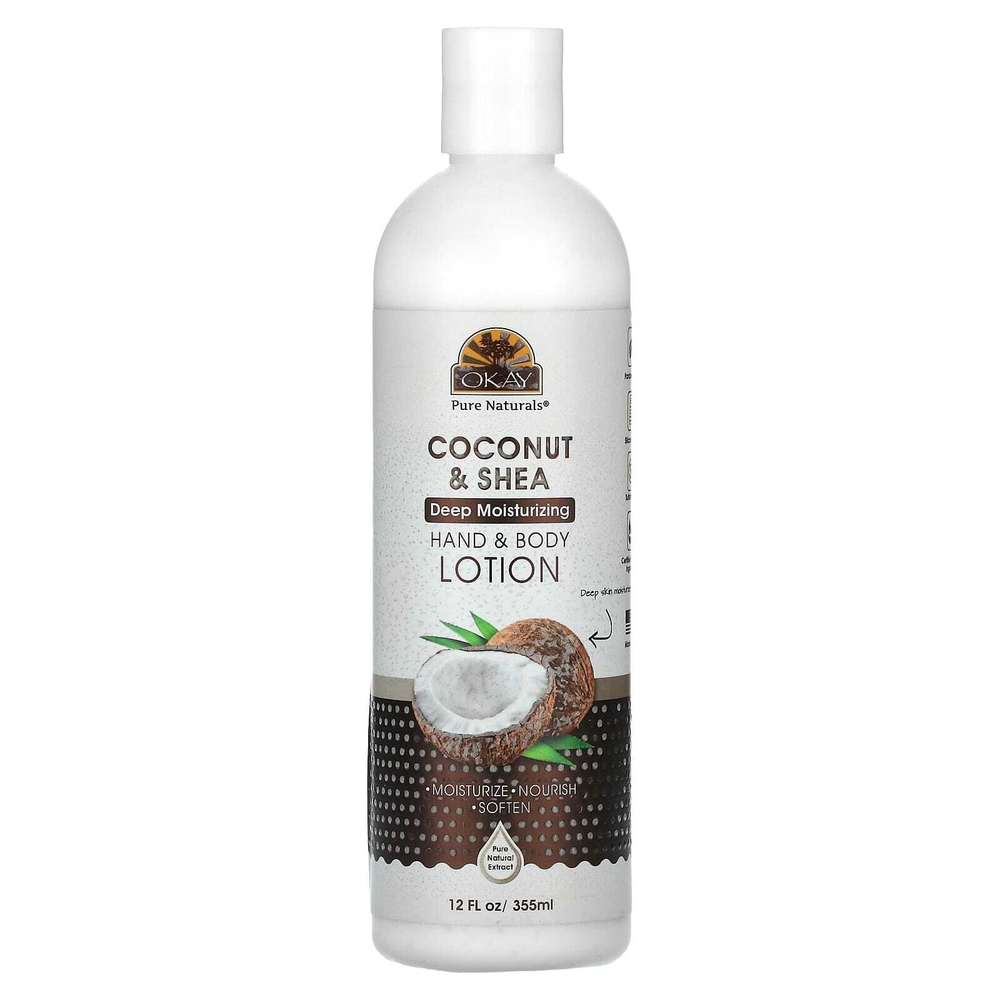 Okay Pure Naturals, Лосьон для рук и тела, кокос и ши, 355 мл (12 жидк. унц.)