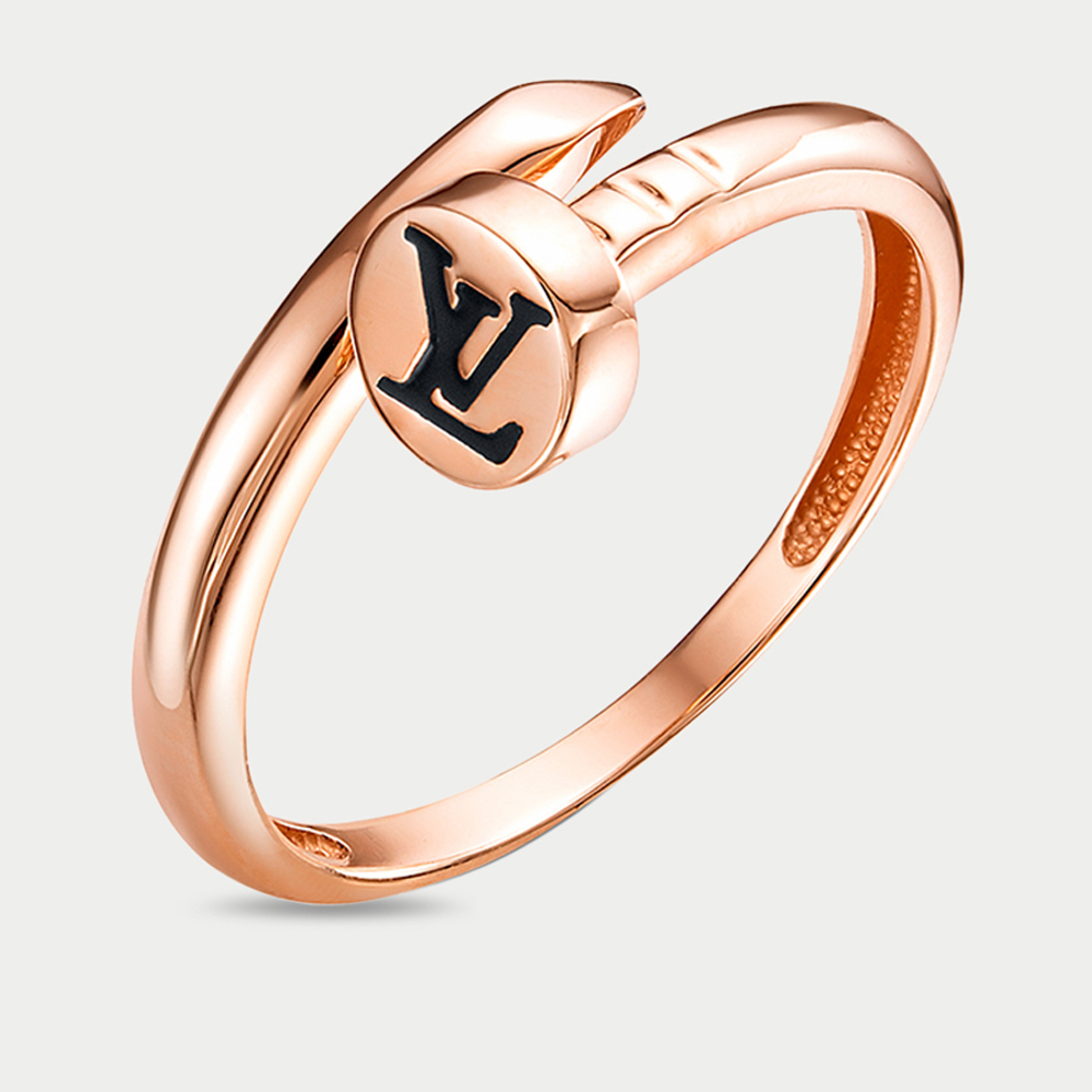 Кольцо женское из розового золота 585 пробы с эмалью (арт. 2105506)