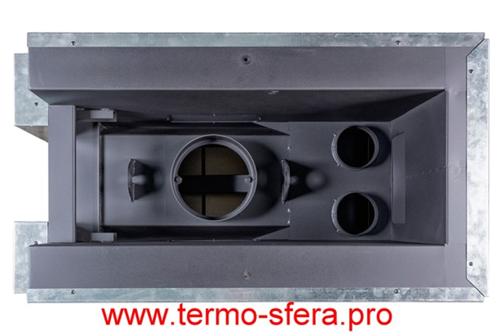 Каминная топка Экокамин ДЕЛЬТА 700 PB три стекла подовое горение принтинг черный шамот