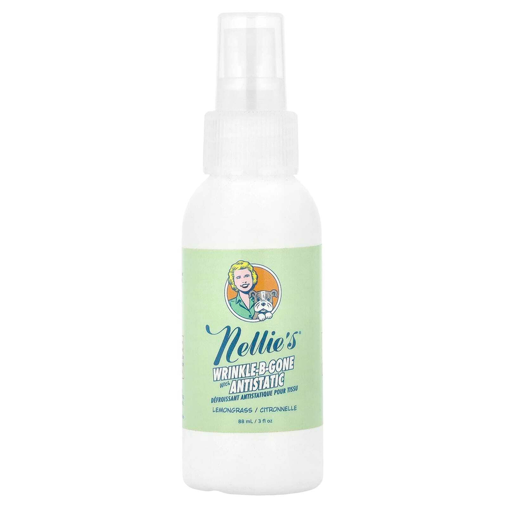 Nellie's, Wrinkle-B-Gone с антистатиком, лемонграсс, 88 мл (3 жидк. Унции)
