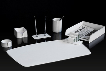 Настольный набор 7 предметов, кожа натуральная, цвет белый №16