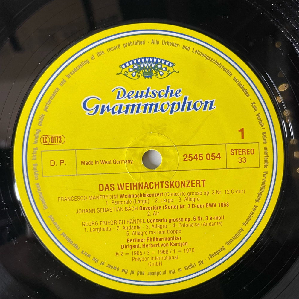 Винтажная виниловая пластинка LP Berliner Philharmoniker, Herbert von Karajan Герберт Караян Das Weihnachtskonzert Рождественский концерт (Германия 1977)