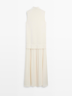 Massimo Dutti Вязаное платье миди, кремовый