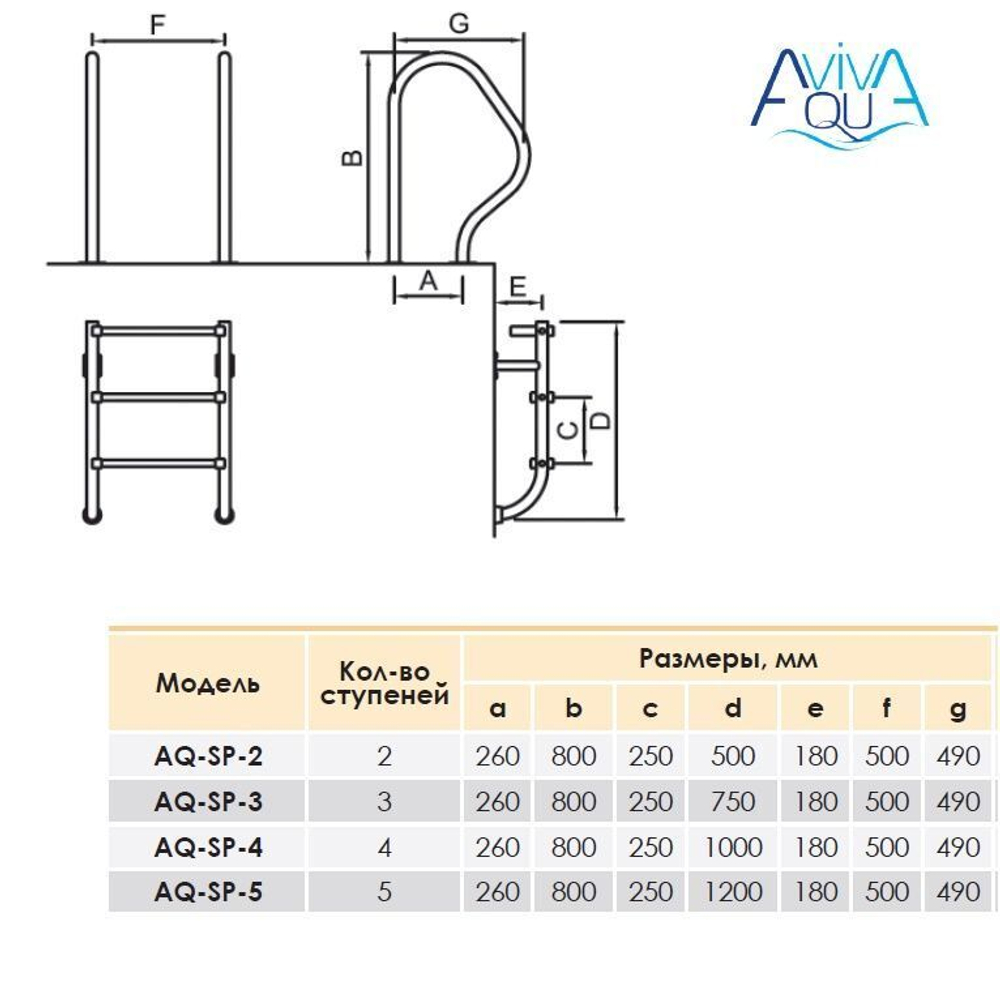 Лестница Aquaviva SP-515 (5 ступ.) из 2-х элементов
