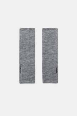 ZARA ВЯЗАНЫЕ МИТЕНКИ С ЦВЕТОЧНОЙ ВЫШИВКОЙ И БУСИНАМИ, СЕРЫЙ