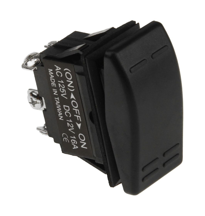 Переключатель трехпозиционный (ON)-OFF-ON 12 В/16А 6Р без фиксации 1 положения
