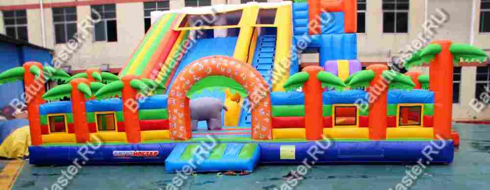 Надувной батут горка "Парк Юрского периода"