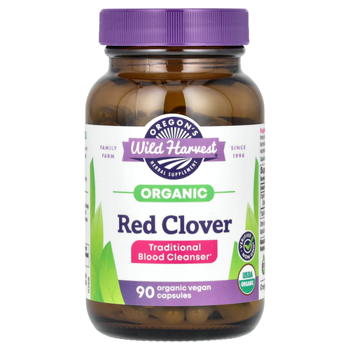 Oregon's Wild Harvest, Органический красный клевер, 90 органических веганских капсул (350 мг на капсулу)