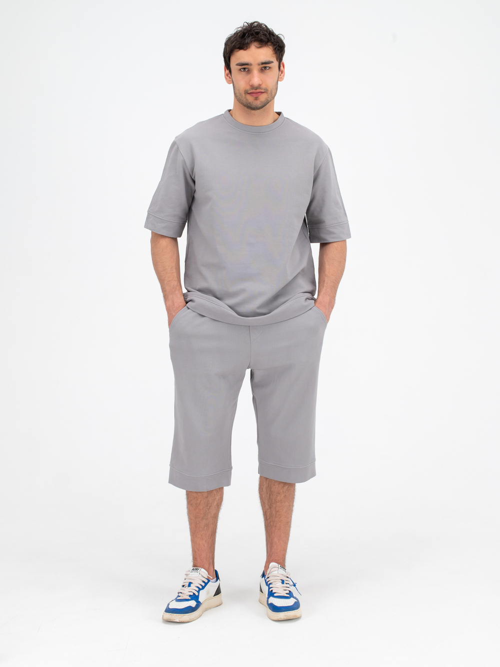 Костюм хлопковый с шортами. Грей