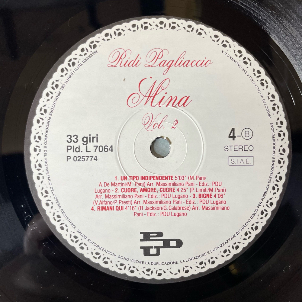 Винтажная виниловая пластинка LP Mina Ridi Pagliaccio (Италия 1988)