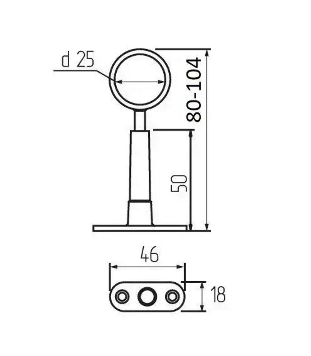 Держатель трубы d25 мм регулируемый сквозной (хром) - 1 шт