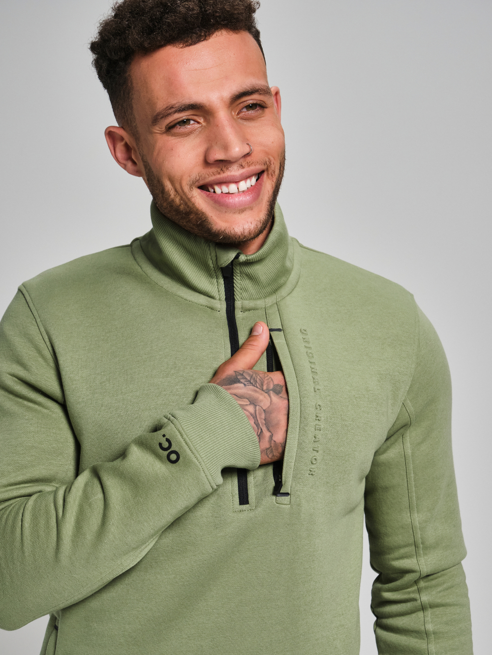 Свитшот с короткой молнией ORIGINAL CREATOR HALF ZIP, Светло-зеленый