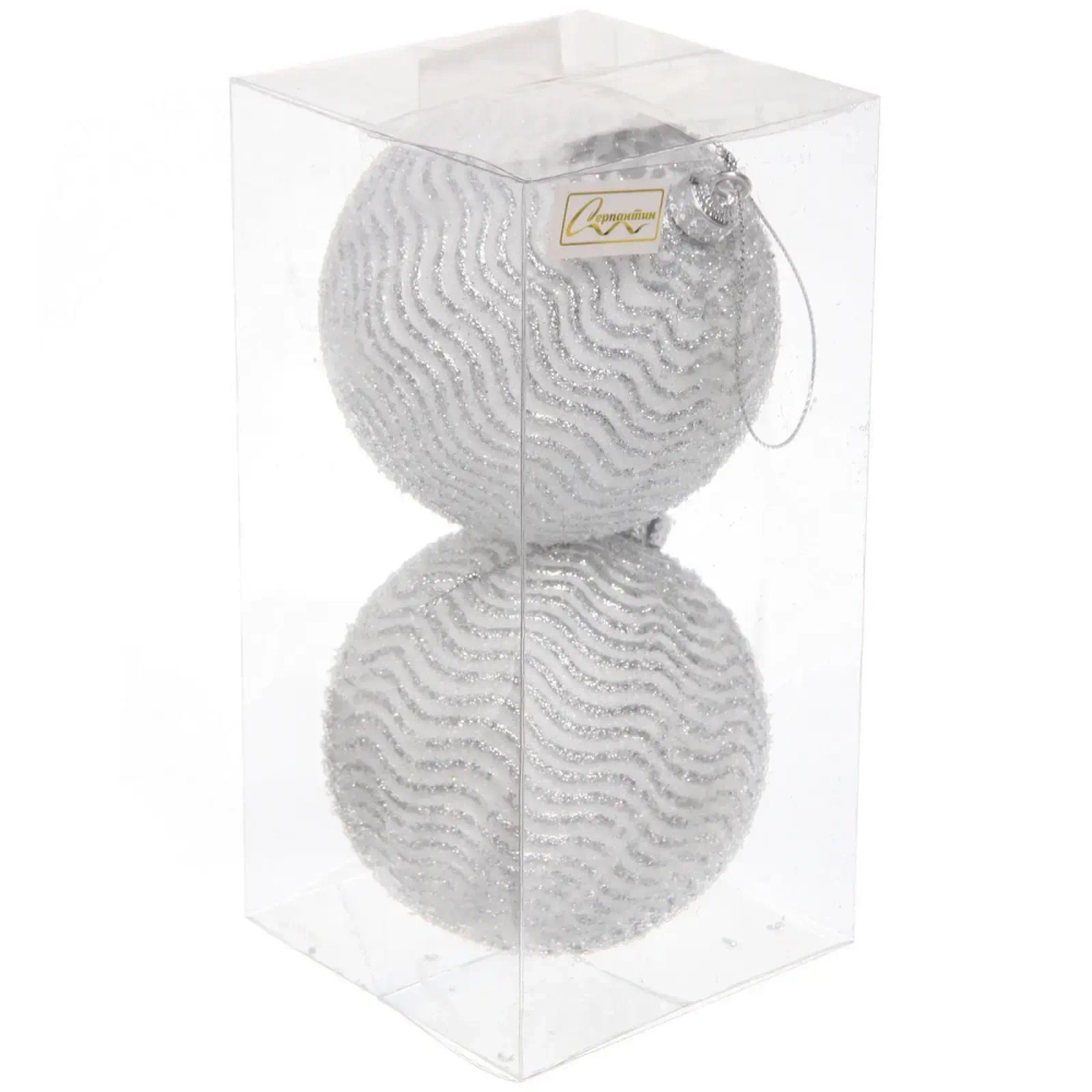 Новогодние шары VERSAILLES «Альтаир» 10 см (набор 2 шт), Серебро