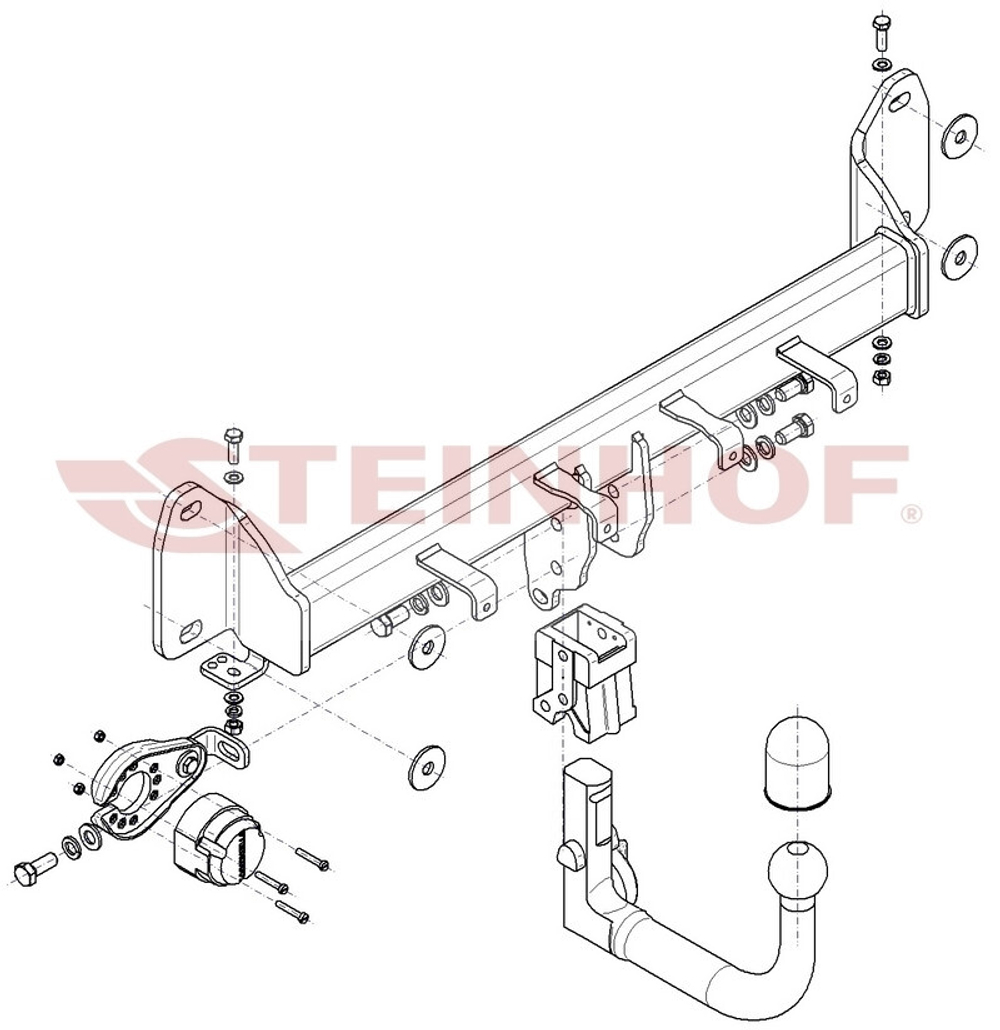 Фаркоп на BMW X3 F25 (также xDrive) 2010-2017, BMW X3 G01 2017-, BMW X4 F26 2014-2018, BMW X4 G02 2018- без подрезки бампера (паспорт и сертификат в комплекте)(без электрики) Steinhof.B-099