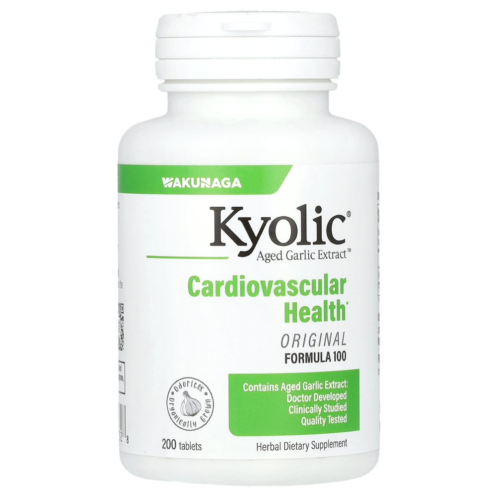 Kyolic, Aged Garlic Extract, выдержанный экстракт чеснока, для сердечно-сосудистой системы, оригинальная формула 100, 200 таблеток (300 мг в 1 таблетке)