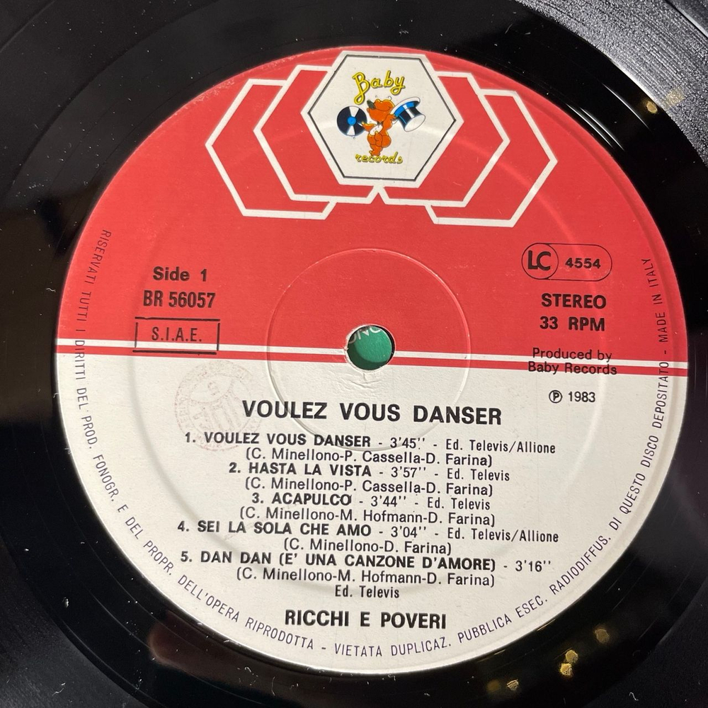 Винтажная виниловая пластинка LP Ricchi and Poveri, Богатые и Бедные, Voulez Vous Danser (Италия 1983)