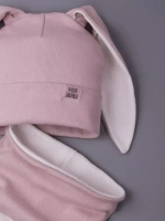 Шапка для девочек осенняя, с ушками розовая