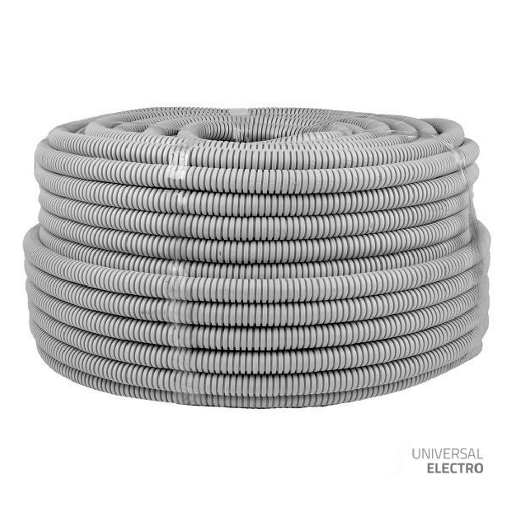 Труба гофр, ПВХ с протяжкой d20 мм (100 м) серая EKF-Plast