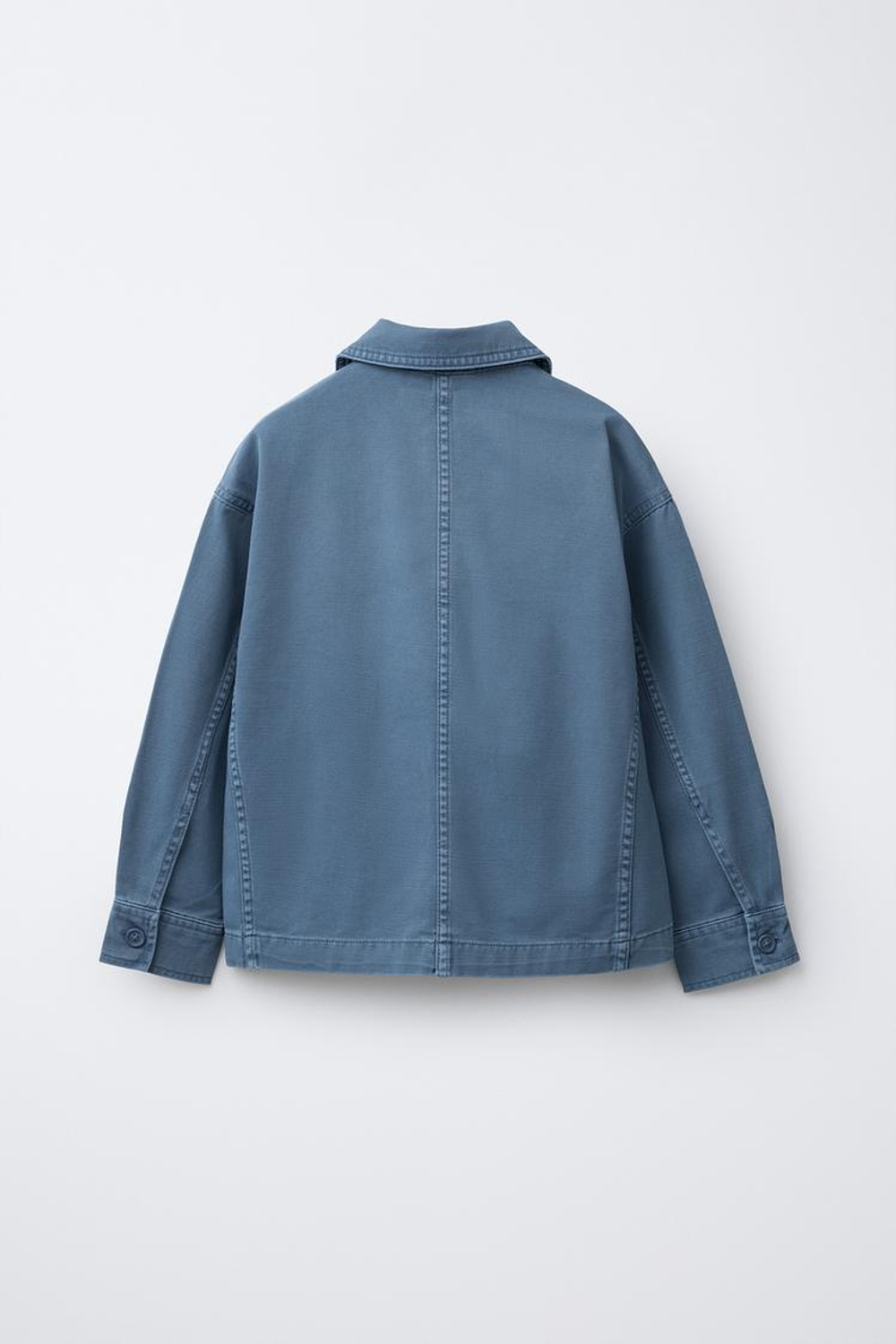 ZARA КУРТКА-РУБАШКА ACID WASH С КАРМАНАМИ, СИНИЙ