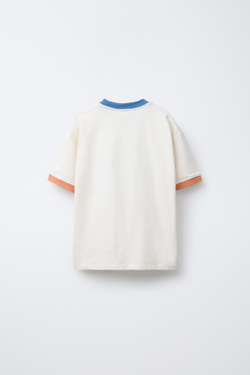 ZARA ФУТБОЛКА С КОНТРАСТНОЙ НАДПИСЬЮ, ЭКРЮ