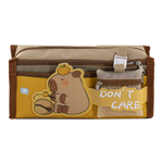 Пенал - косметичка Alingar, ткань, молния, 2 боковых кармана, мини-кошелек, 195 х 90 х 50 мм, "DON'T CARE" капибара, бежевый, европодвес