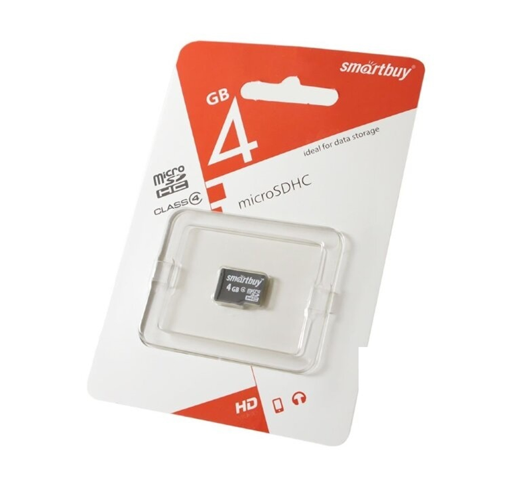 Micro SDHC карта памяти 4ГБ SmartBuy Class 4