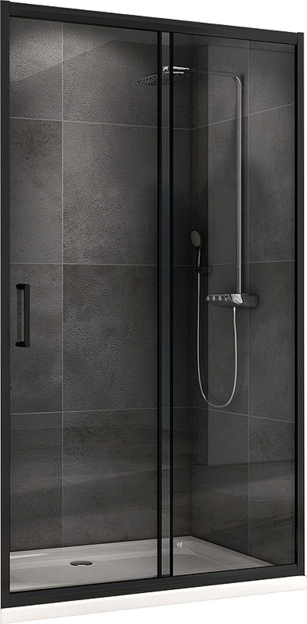 Душевая дверь Abber Schwarzer Diamant 140 AG30140B профиль Черный стекло прозрачное