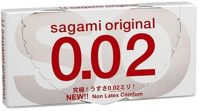 Презервативы Sagami Original 002, Полиуретановые 0,02 мм, - 2 шт. (Цвет: прозрачный)